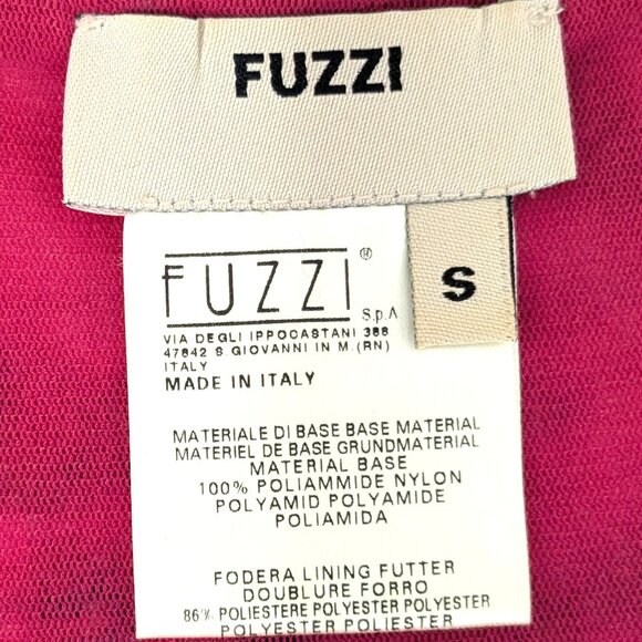 FUZZI Italy Bodycon Mesh Sleeveless Top Small Rose Print Faux Wrap Red Pink - Picture 9 of 16